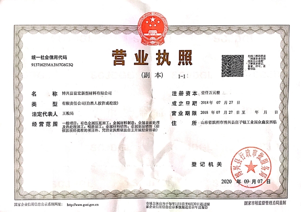 Китай Boxing County Fuhong New Material Co.,Ltd Сертификаты